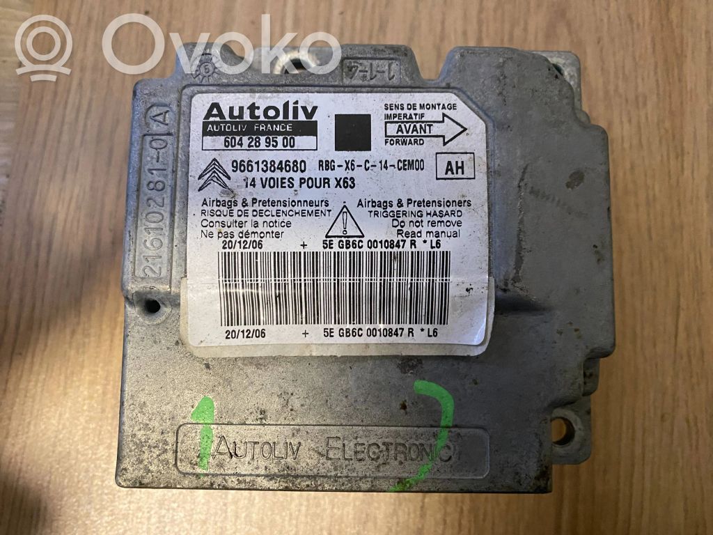 Airbag control unit/module   9661384680,604289500