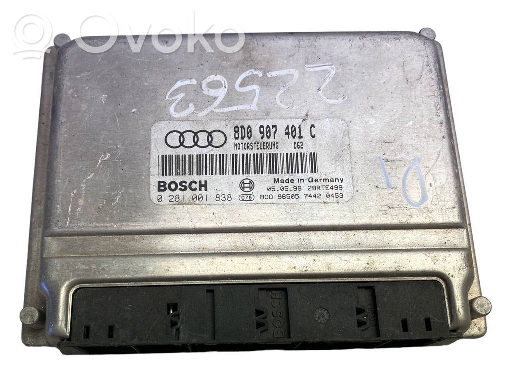 Engine control unit/module   8D0907401C,0281001838,28RTE499