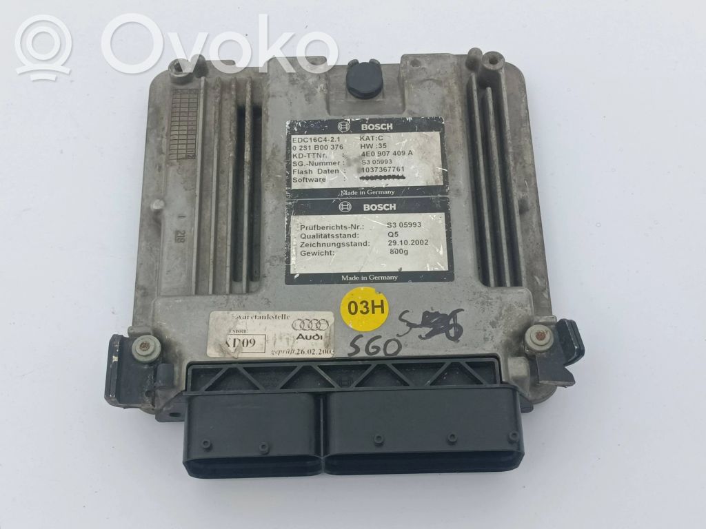 Engine control unit/module   4E0907409A,EDC16C421,0281B00376