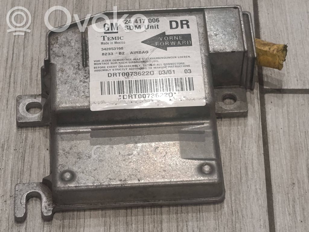 Opel Corsa C Airbag control unit/module 