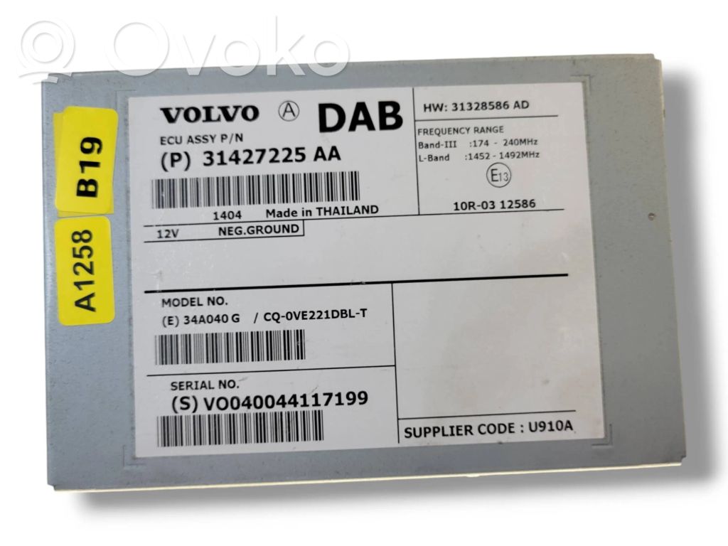 Volvo V40 Cross country Antenna control unit 