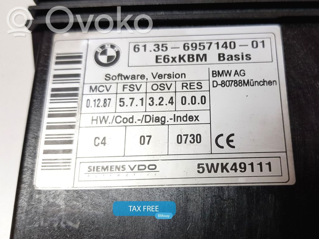 Steuergerät   9176069,61356957140,61359176069,6936093,6936881,6938530,6939400,6940914,6943062,6945029,6947919,6952665,6957140,6957528,6969011,6974310,6978713,9114447,9132449,9136039,9151516,9168833,9176069
