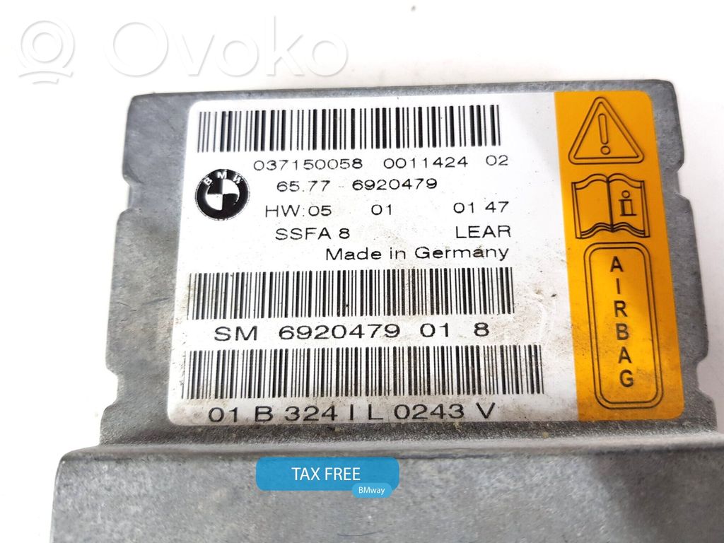 Module de contrôle airbag   6949905,65776920479,65776949905,0153411,0412299,6920479,6924555,6929556,6946107,6949905,6960223