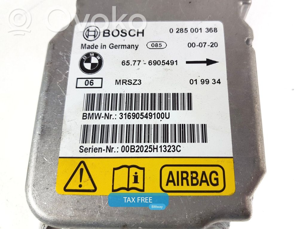 Module de contrôle airbag   6905491,6905491,65776905491,1379036,1382905,6904696,6905491,6912123,8353598,8362119,8367035,8369023,8372521,8374799