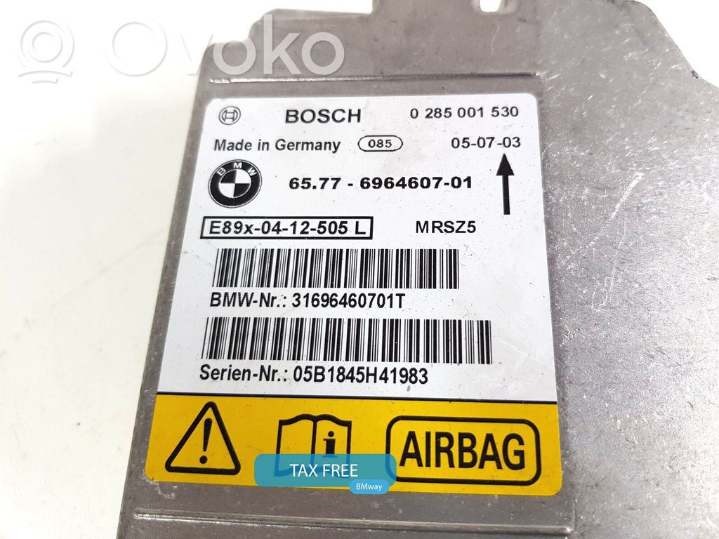 Module de contrôle airbag   6964607,6964607,65776964607,6929532,6930597,6947182,6948420,6949789,6956482,6958403,6960268,6964607,6977427,9110258