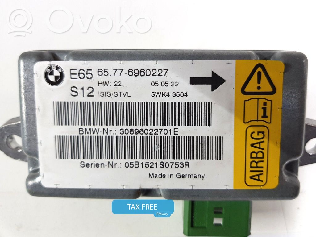 BMW 7 E65 E66 Module de contrôle airbag 