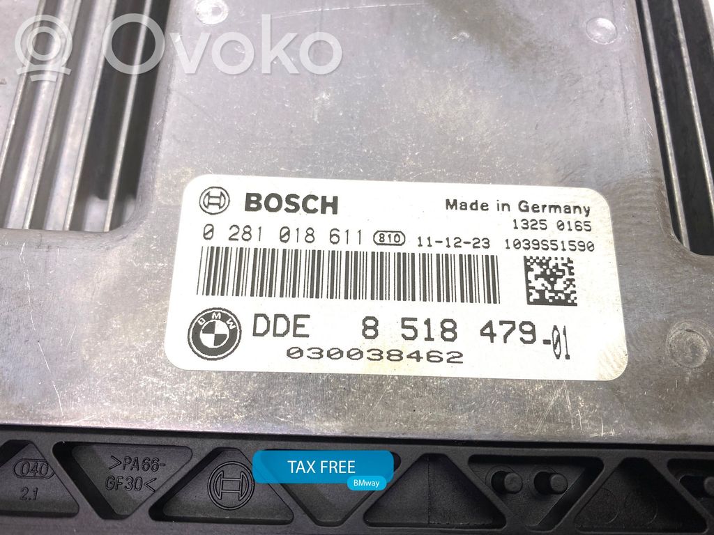 BMW 5 F10 F11 Komputer / Sterownik ECU i komplet kluczy 