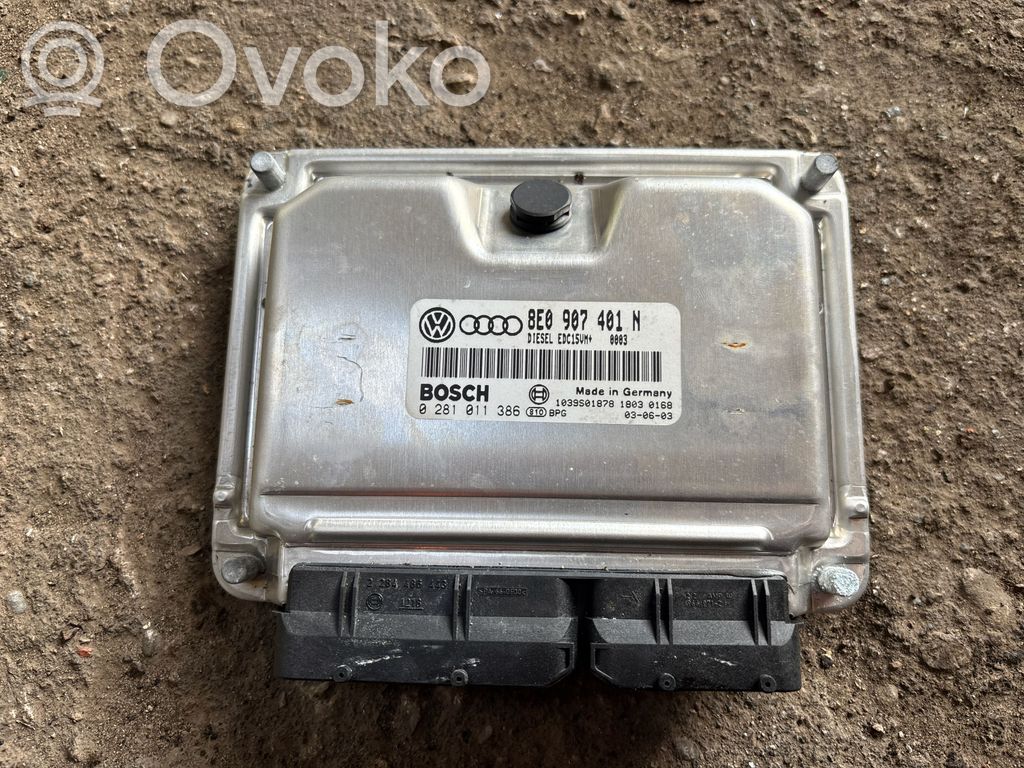 Unidad de control/módulo del motor   8E0907401N,0281011386,1039S01878