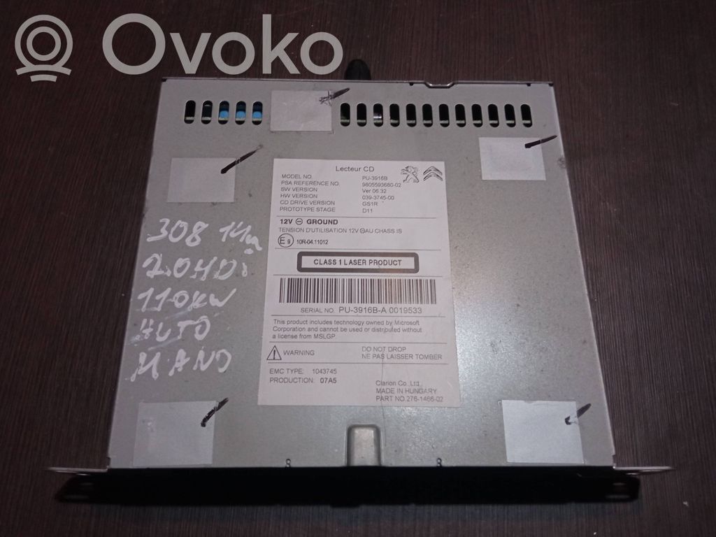 Peugeot 308 Navigation unit CD/DVD player 