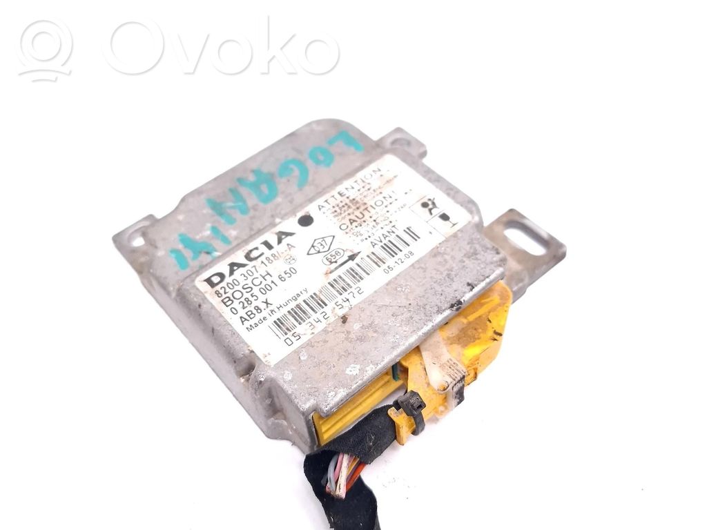 Sterownik / Moduł Airbag   8200307188A,8200307188A,0285001650,0285001650,053425472,AB8X,AB8X,KB122849C