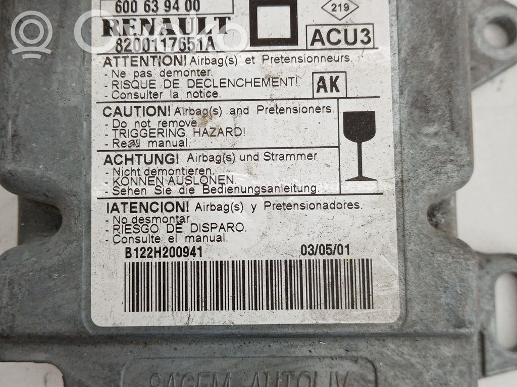 Airbag control unit/module   600639400,8200117651A