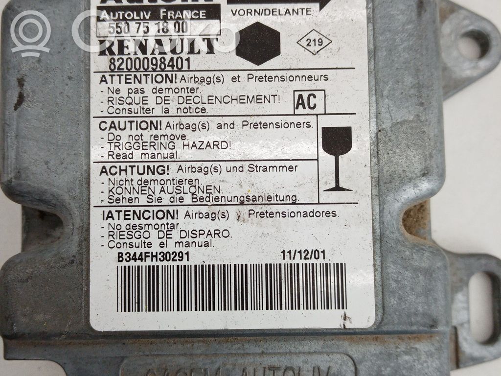 Airbag control unit/module   550751800,8200098401