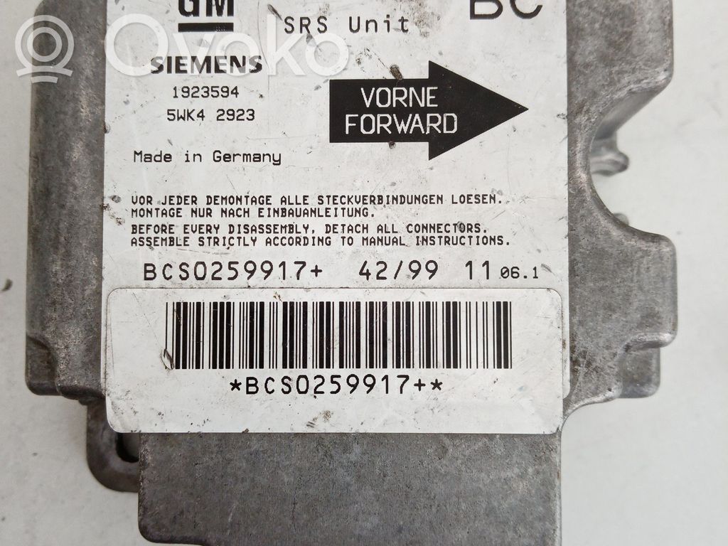 Airbag control unit/module   09229037BC,1923594,5WK42923