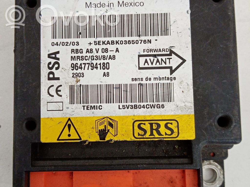 Module de contrôle airbag   9647794180