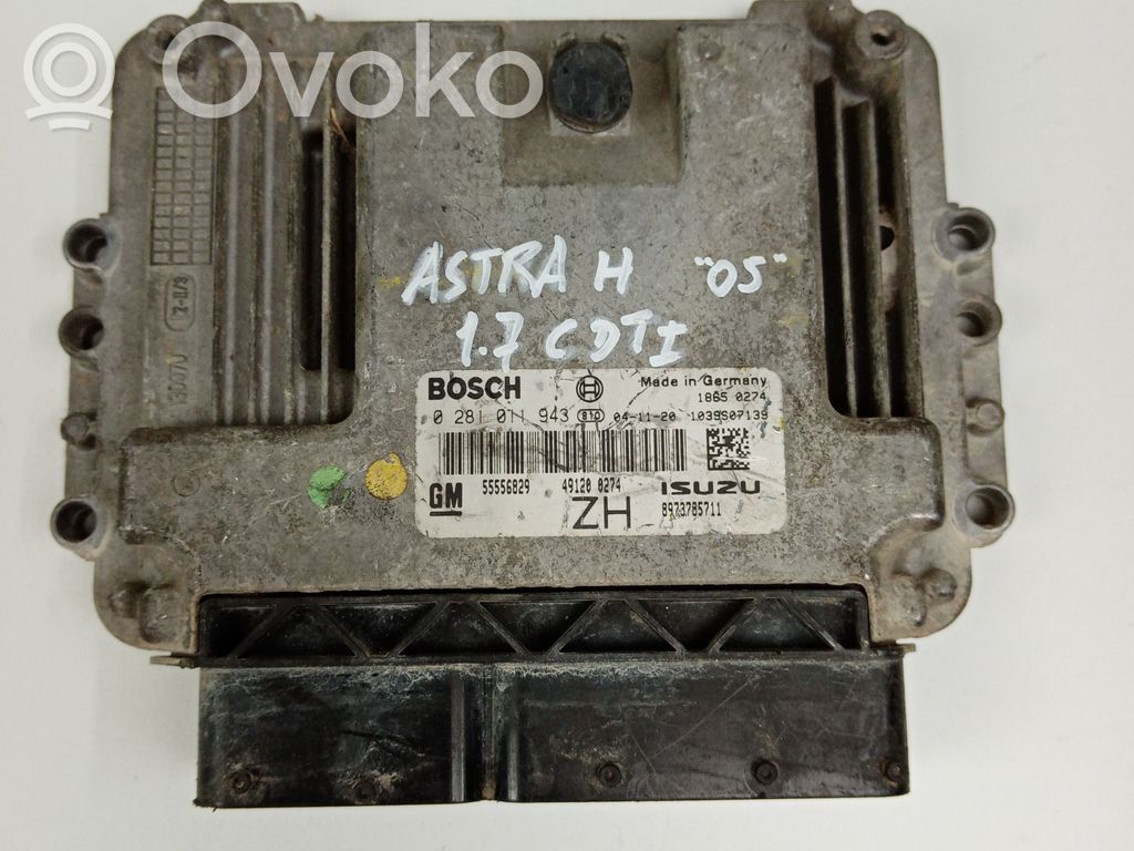 Moottorin ohjainlaite/moduuli   55556829,0281011943,8973785711,BOSCH