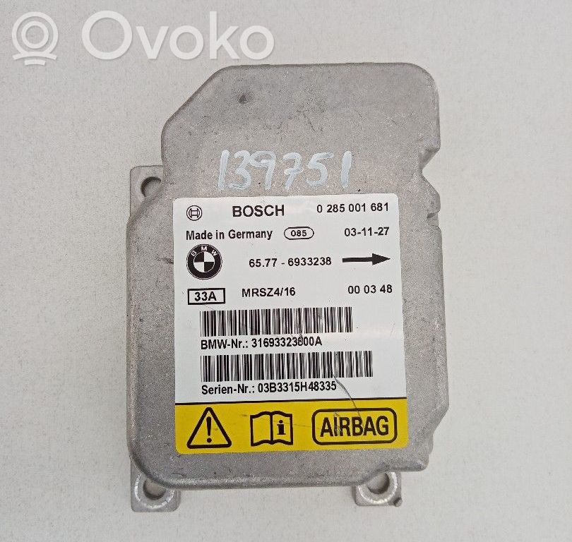 Airbagsteuergerät   65776933238,0285001681,BOSCH,MRSZ4