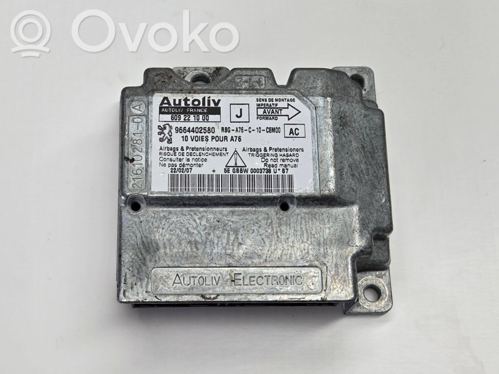Peugeot 207 CC Airbag control unit/module 