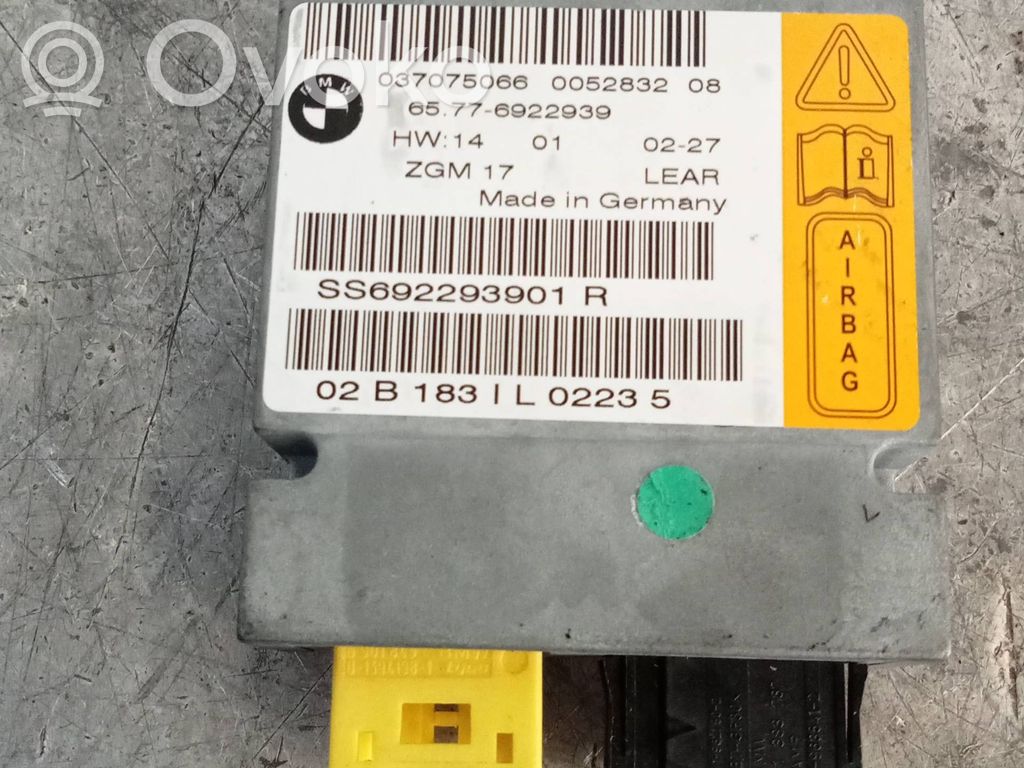 Centralina/modulo airbag   65776922939,037075066
