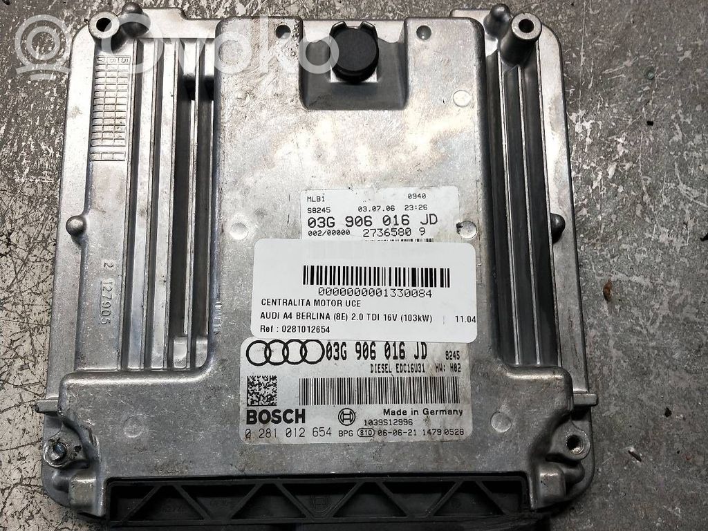 Unidad de control/módulo del motor   0281012654,03G906016JD,EDC16U31