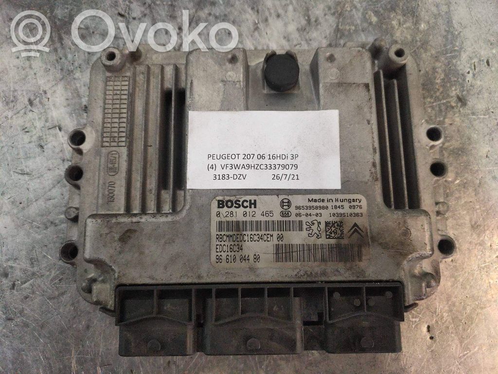 Peugeot 207 Unitate/modul de control motor 