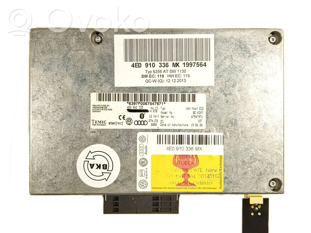 Bluetooth control unit module   4E0862335