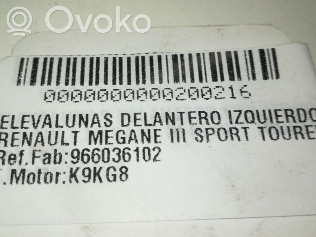 Renault Megane III Elektryczny podnośnik szyby drzwi przednich
