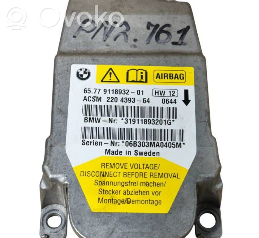 BMW 6 E63 E64 Centralina/modulo airbag 