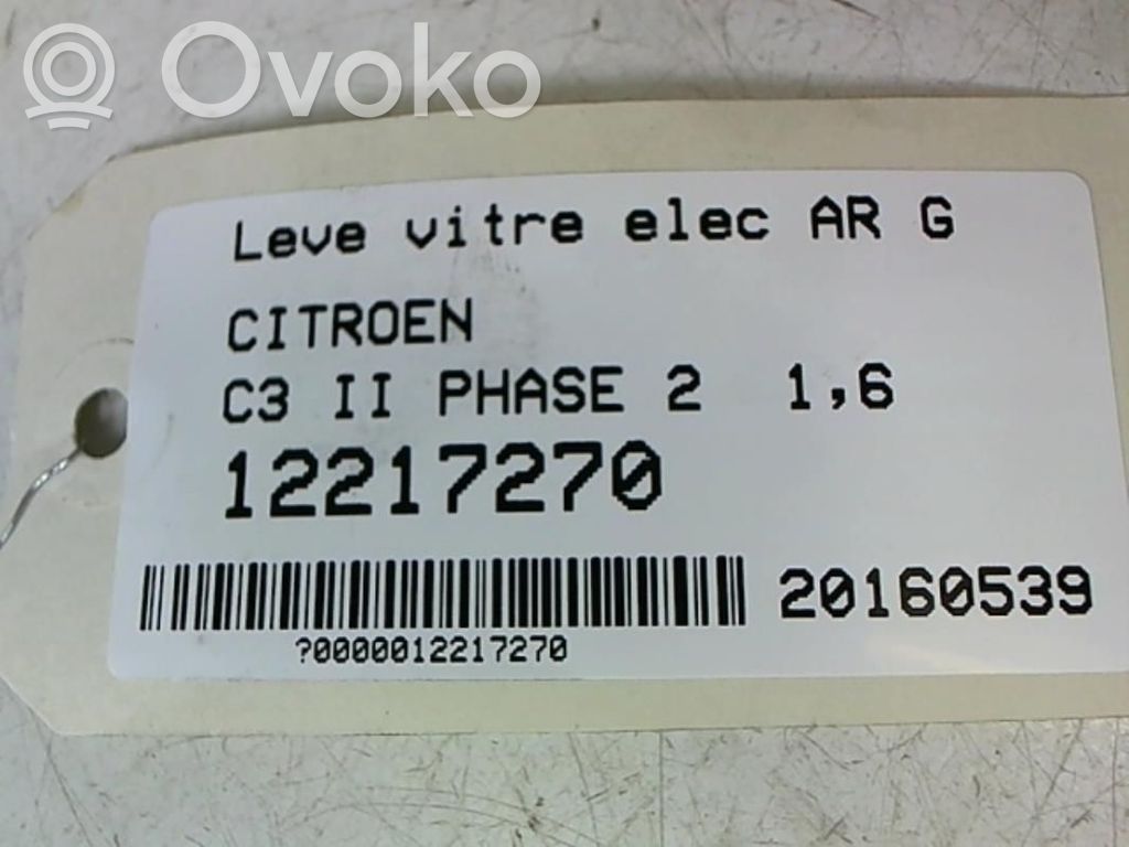 Citroen C3 Rear door window regulator with motor 