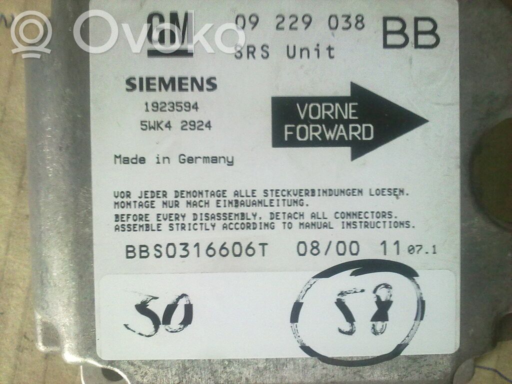 Airbag control unit/module   09229038