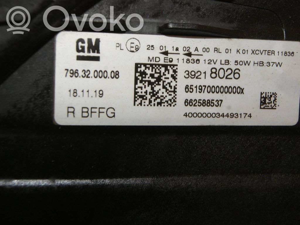 Opel Astra K Lot de 2 lampes frontales / phare 