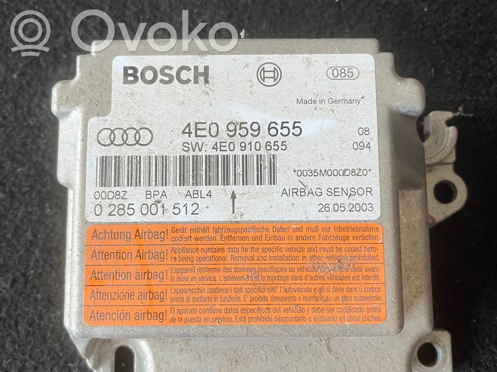 Airbagsteuergerät   4E0959655,4E0910655,0285001512