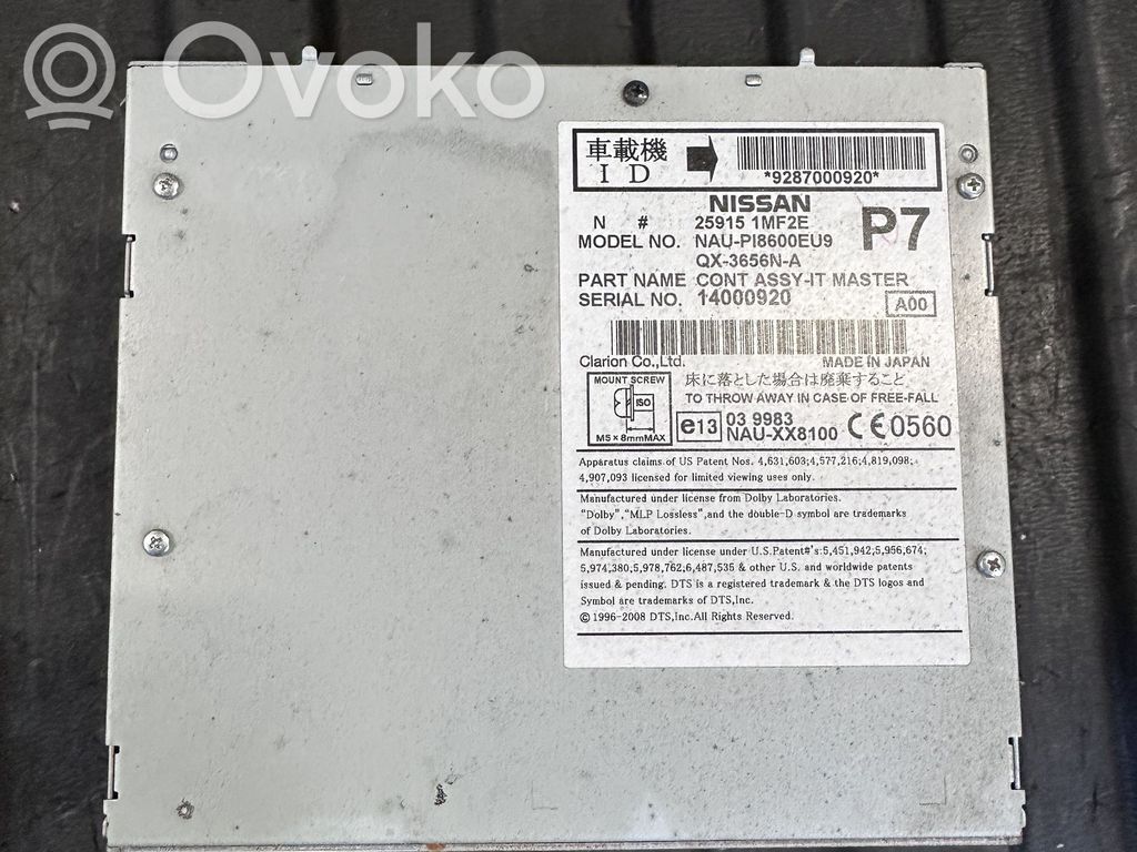 Panel / Radioodtwarzacz CD/DVD/GPS   259151MF2E,NAUPI8600EU9,9287000920,QX3656NA