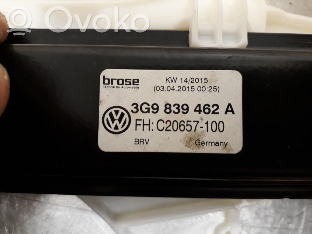 Volkswagen PASSAT B8 Front window lifting mechanism without motor 