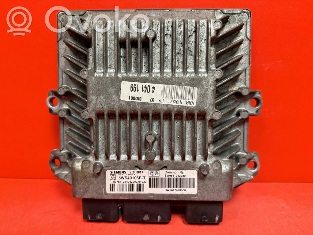 Engine control unit/module   5WS40106ET,9647423380,9651942980