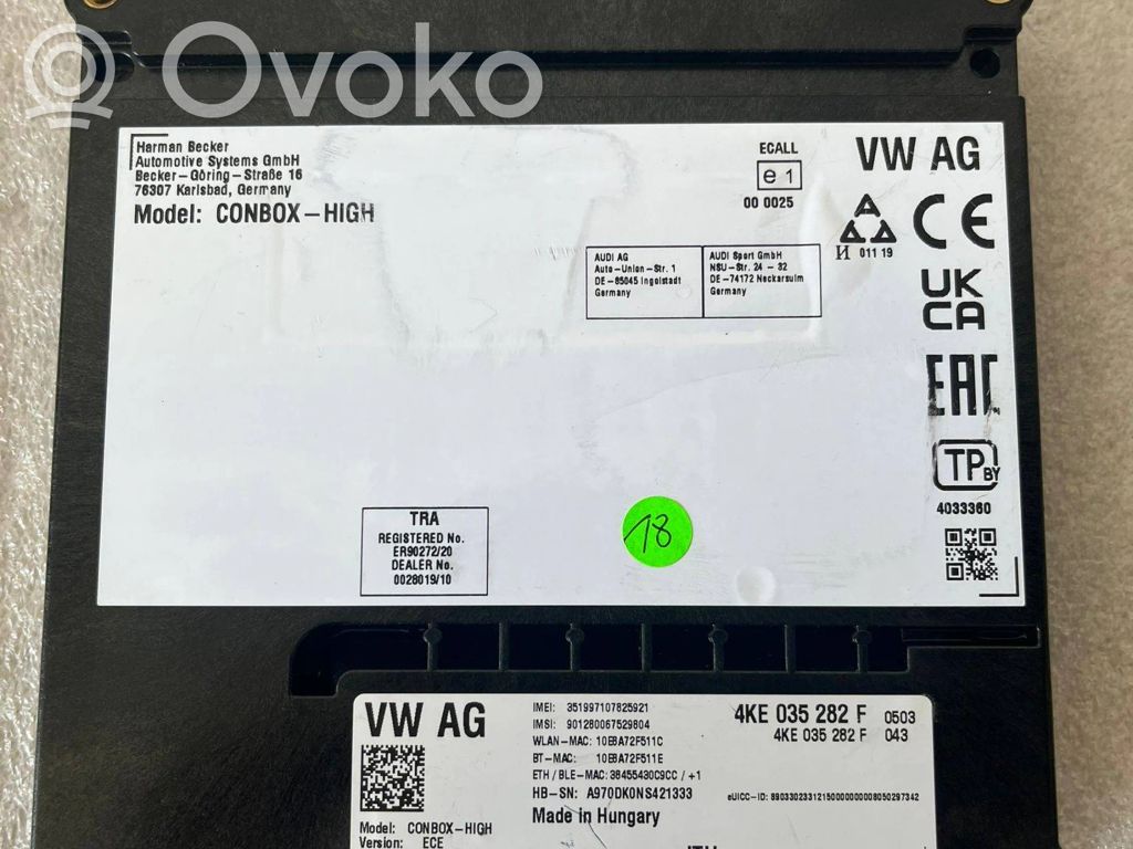 Audi A7 S7 4K8 Citu veidu vadības bloki / moduļi 