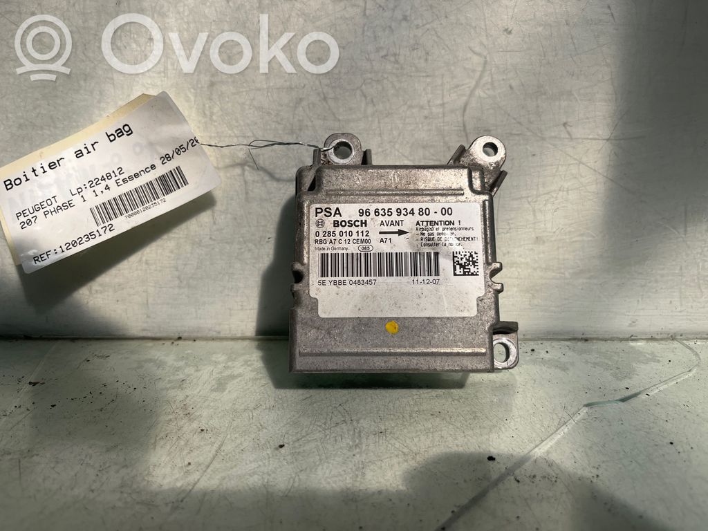 Peugeot 207 Unidad de control/módulo del Airbag 