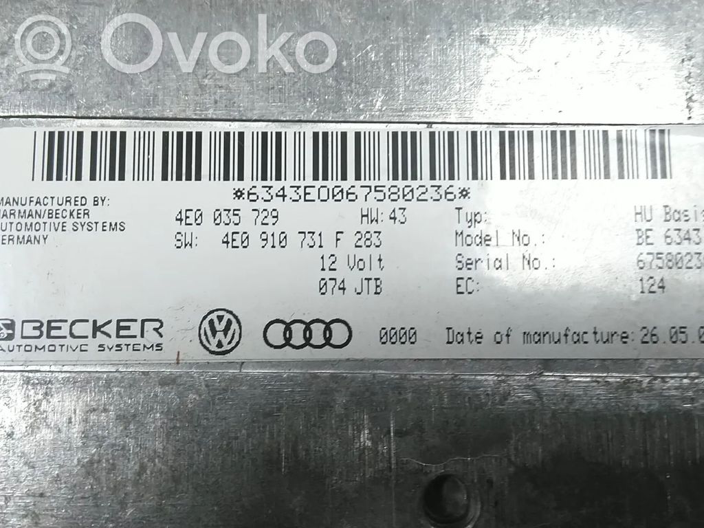 Sonstige Steuergeräte / Module   4E0910731F,4E0035729,4E0910731FX,4E0910769PX,BPK