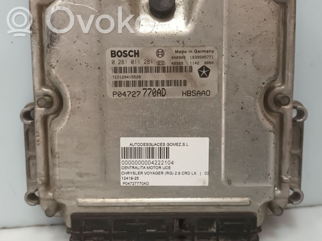 Unidad de control/módulo del motor   P04727770AD