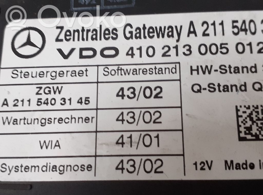 Mercedes-Benz E W211 Unitate/modul de comandă închidere centralizată 