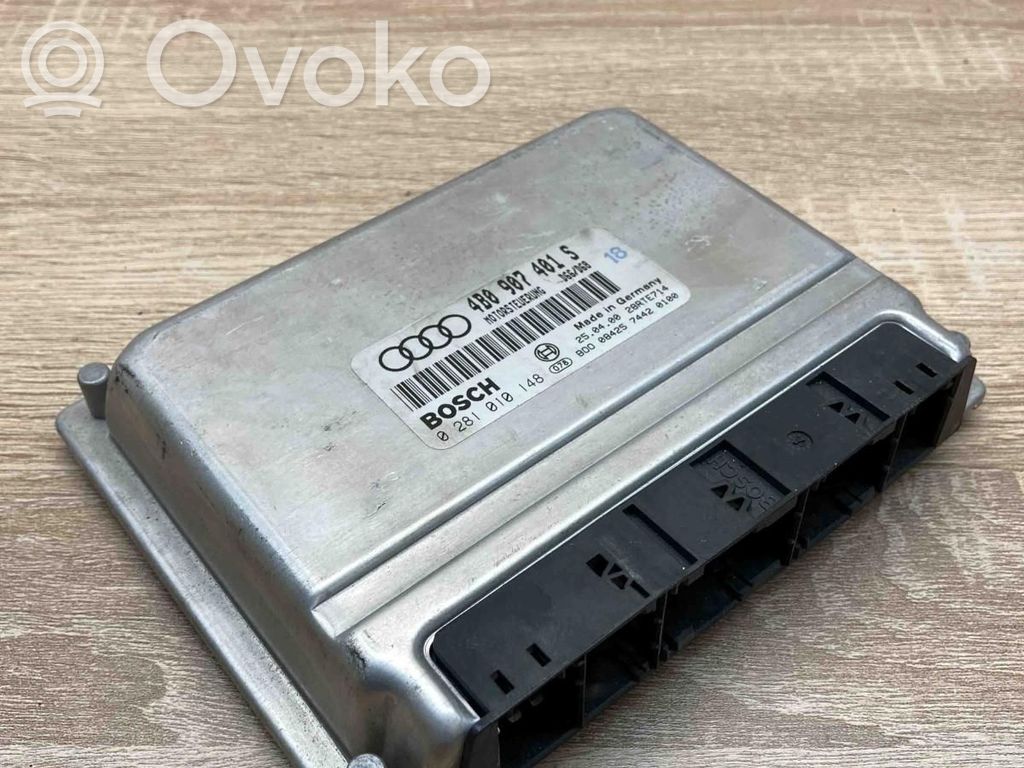 Engine control unit/module ECU   4B0907401S,0281010148,USED