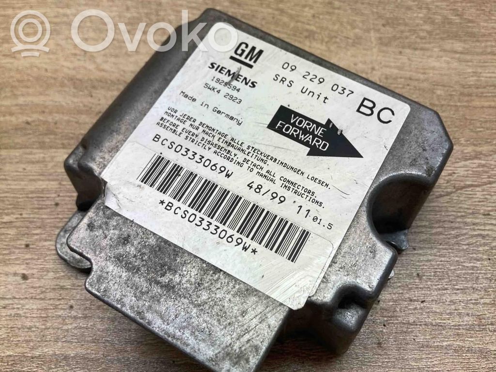 Centralina/modulo airbag   09229037,5WK42923,BC