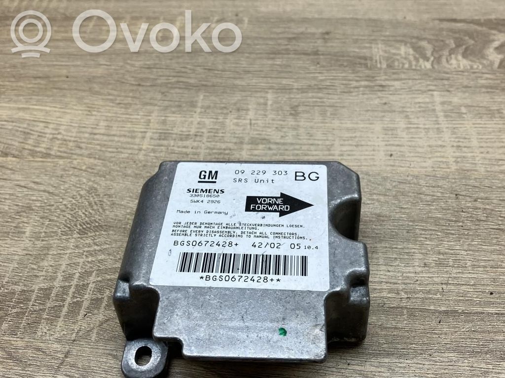 Opel Zafira A Module de contrôle airbag