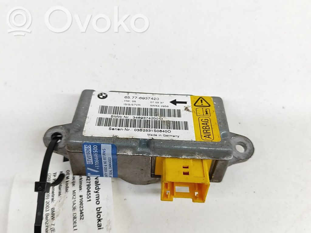 BMW 7 E65 E66 Unidad de control/módulo del Airbag 