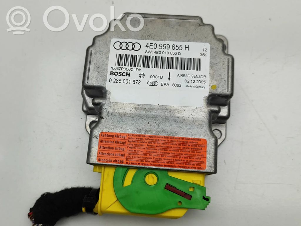 Module de contrôle airbag   4E0910655D,0285001672,4E0959655H