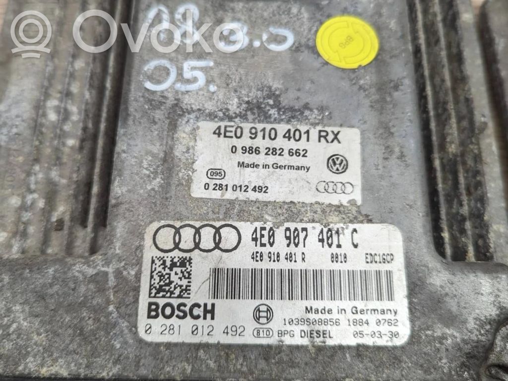 Engine control unit/module   4E0907401C,4E0910401R,0281012492