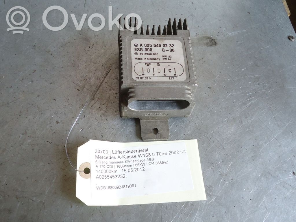 Mercedes-Benz A W168 Modul control ventilator 