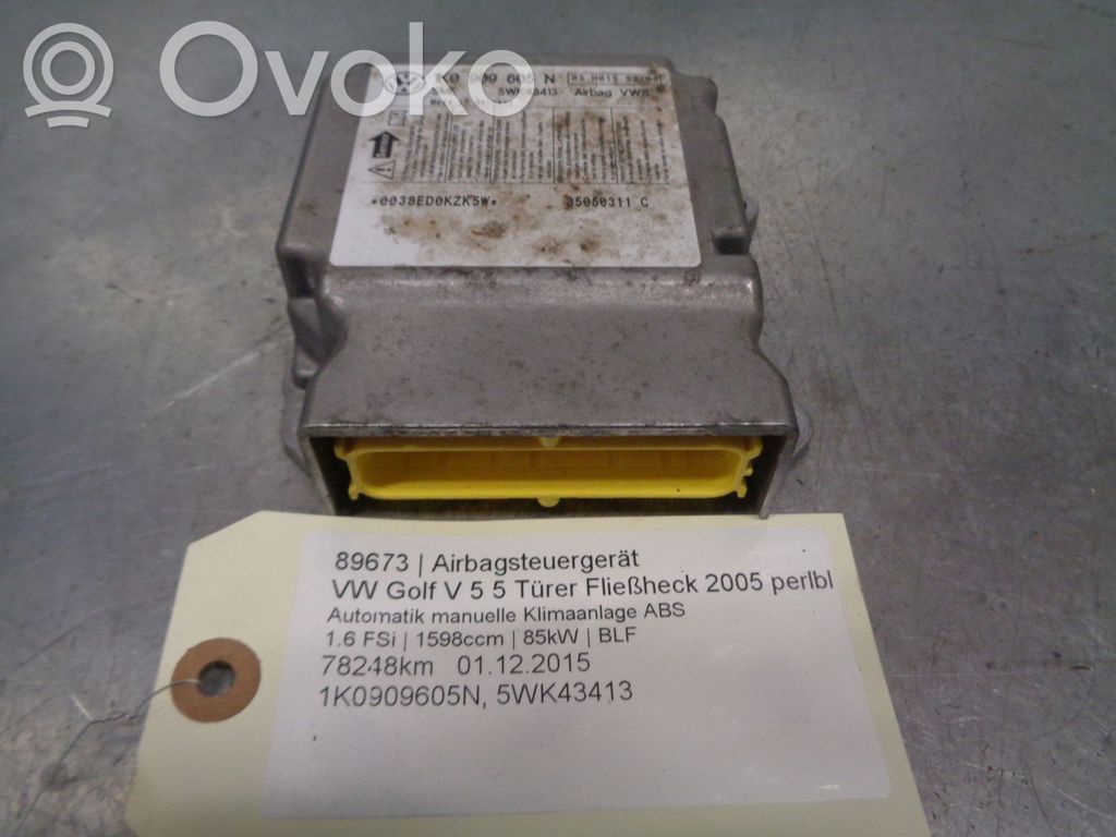 Volkswagen Golf Plus Unitate/modul de comandă airbaguri 