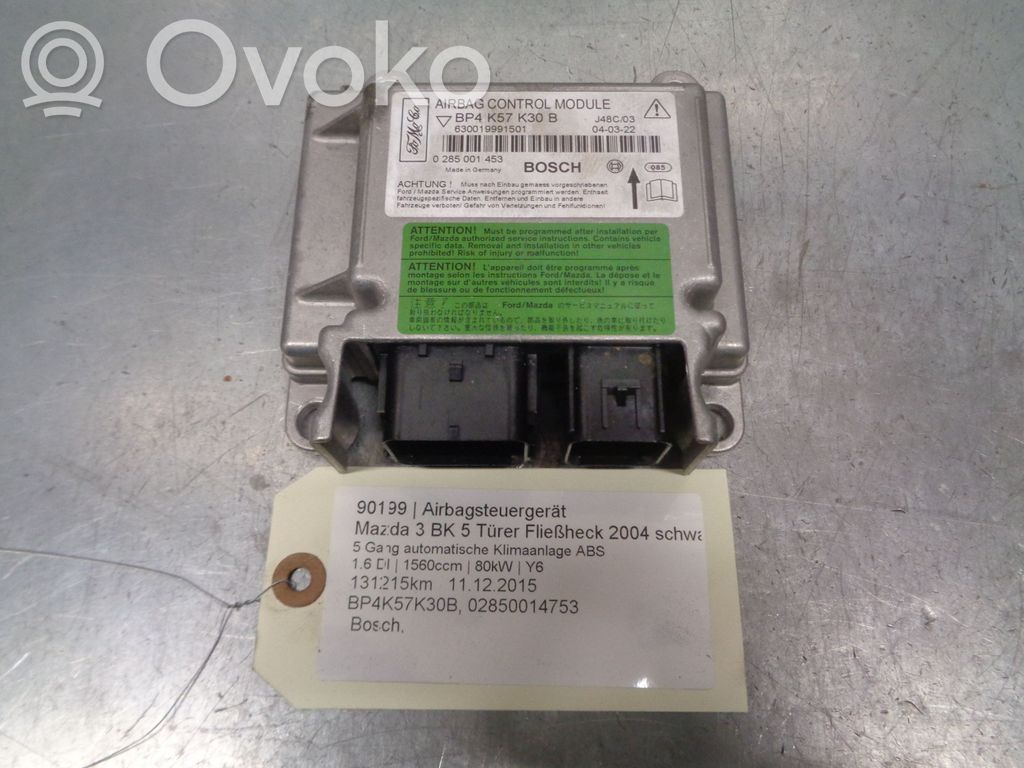 Sterownik / Moduł Airbag   BP4K57K30B,BP4K57K30B,02850014753,02850014753,630019991501,BP4K57K30B