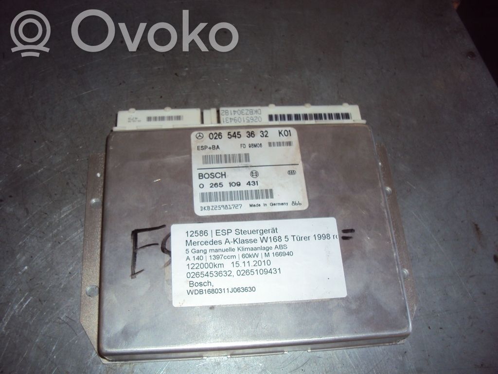 Mercedes-Benz A W168 Centralina ESP (controllo elettronico della stabilità)