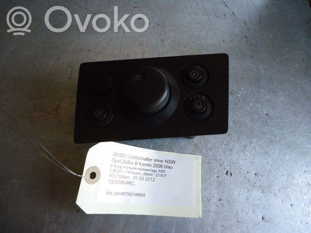Opel Zafira B Interruptor de luz 